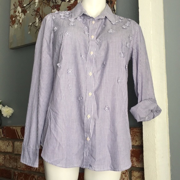 a.n.d ea wy striped buttonfront shirt size L - Picture 1 of 9